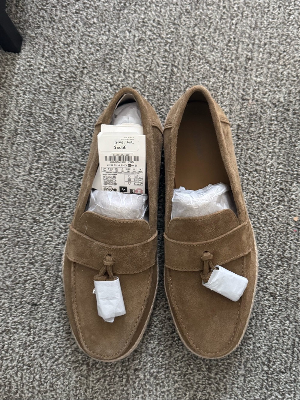 Zara Men's Suede Tassel Loafers - Brown